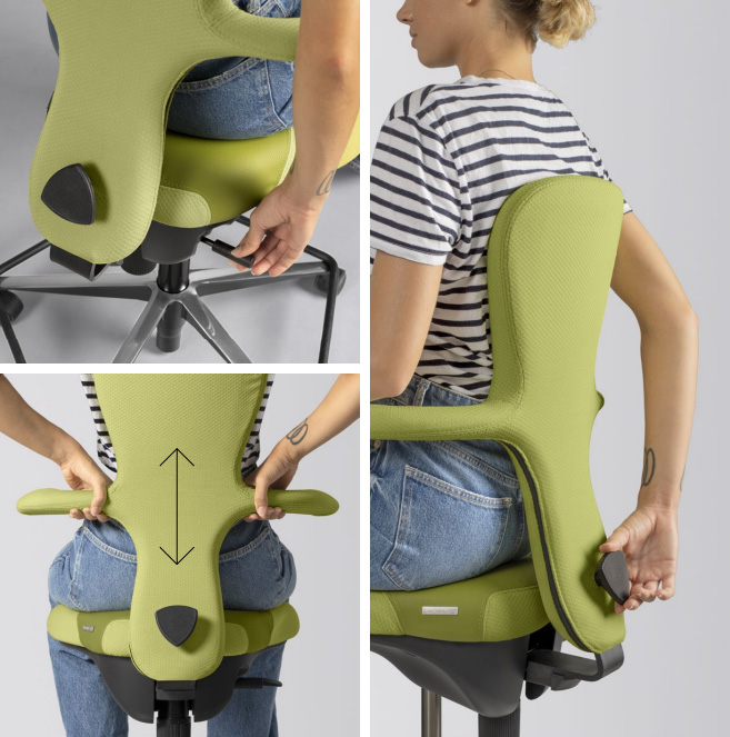 Moving73 è una seduta flessibile capace di adattarsi alla fisicità di ogni individuo